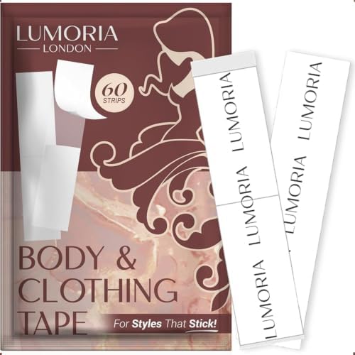 LUMORIA Double Sided Body Tape and Fashion Tape - Tit Tape, Double Sided Tape for Clothes, Clothing Tape, Body Tape Double Sided for All Fabric Type, Extra Adhesive Clothes Tape, Bra Tape