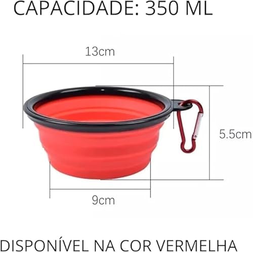 Kit 2 Comedouro Bebedouro Pet Retrátil de Silicone 13cm Comida Água Para Cães Gatos Altura Regulável