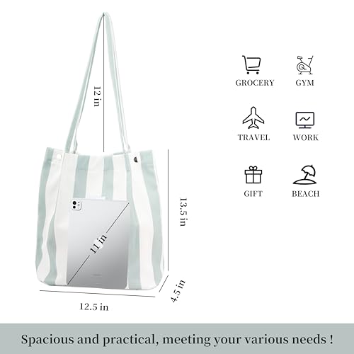 Image of Corduroy Tote Bag Cute Tote Bags for Women Shoulder Bag with Inner Pocket for Work Beach Travel and Shopping Grocery