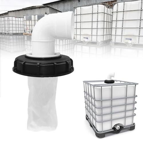 mizikuu Filtro de Tapa IBC, 90°Cubierta de Tanque IBC con Filtro Filtro de Agua de Lluvia IBC Tapa de Nylon Lavable Accesorios de Tanque IBC Codo DN 75 para depósito IBC 163 mm