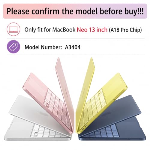 Image of Verilux Case Cover Compatible with 2026 MacBook Neo A3404, 13 inch Transparent MacBook Neo Cover with Sparkly Glitter Crack & Scratch Resistant Ultra-Thin Protective Hard Shell Case Cover, Clear