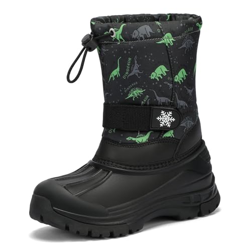 koppu Boys Girls Snow Boots Kids' Waterproof Snow Boots for Winter Slip Resistant Cold Weather Shoes(Little 11) green