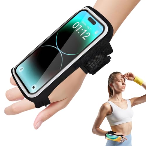 Brassard Telephone Sport Portable 2 en 1, Brassard Running Poignet et Bras Armband Réglable Compatible avec iPhone 16 15 14 13 Pro Max Samsung Galaxy S25 S24 pour Jogging Cyclisme Équitation