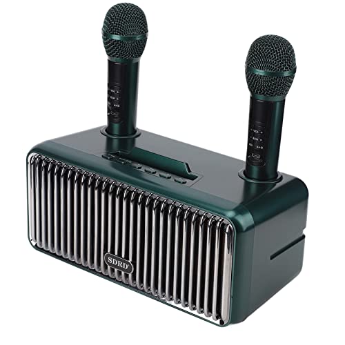 Máquina de karaokê portátil com 2 microfones sem fio, sistemas portáteis de karaokê com alto-falante