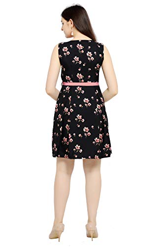 Image of AA Creation Block Print Designer Round Neck Ankle Length Maxi Dress for Women & Girls (F172, Black) (S, PinkBlue)
