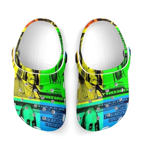 Meaudiwes Fashion Beach Pool Slippers Toddler Slides Sandals Children Water Shower for Boy American Money Colorful Bill Dollars