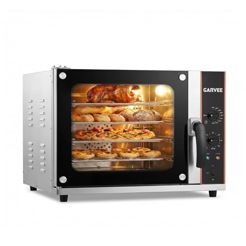 Image of Garvee Commercial Convection Oven Countertop, 68L /60Qt, 1750W Toaster, 4-Tier Electric Oven w /Front Glass Door, Trays Wire Racks Clip Gloves, 120V