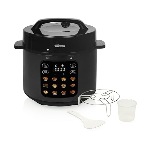 Olla a Presión Eléctrica Tristar, Capacidad de 6 l, Potencia de 1000 W, Funciones de Seguridad Integradas, Cubeta Extraíble, Fácil Limpieza, RK-6160
