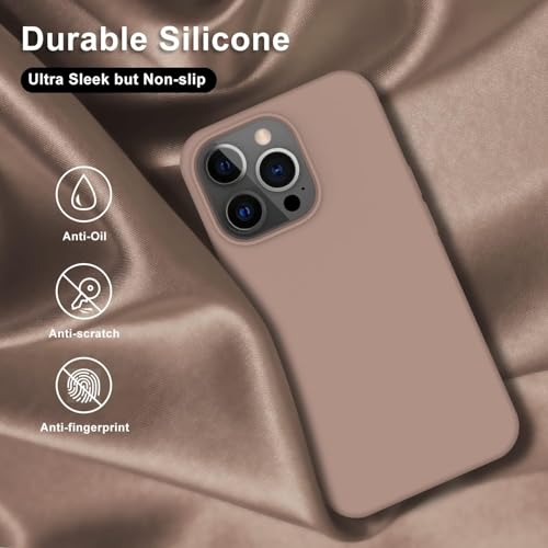 Image of DIZORO Microfiber Candy Case Compatible for iPhone 14 PRO, Shockproof Slim Back Cover Liquid Silicone Case (Brown)