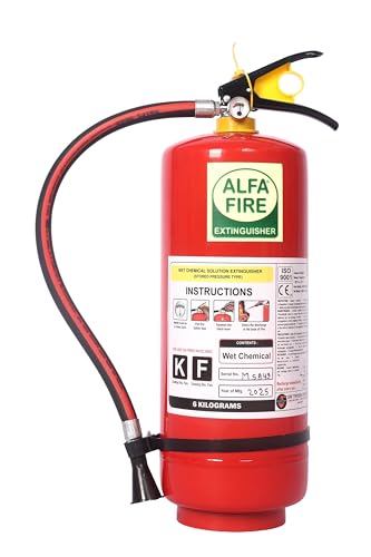 Image of 6L Kitchen Fire Extinguisher - Wet Chemical | Mild Steel | Ideal for Cooking Oil & Grease Fires | Refillable | 3-Year Expiry