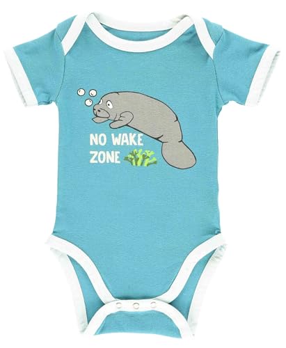 Lazy One Cute Unisex Baby Bodysuit, Cute Animal Designs, 6-18 Months, No Wake Zone Manatee (12 Month)