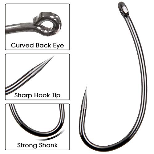 Orootl Barbless Fishing Hooks, 180Pcs Carp Fishing Hooks Trout Hooks Circle Hooks Curve Shank Carp Hooks For Carp Hair Rigs Fly Tying Hooks Freshwater Saltwater Fishing Tackle #TOP1