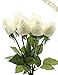Produktbild CCUCKY 6 Stück Künstliche Rosen, Real Touch Seidenblumen mit grünen Blättern, perfekt für Hochzeit, Jubiläum, Zuhause, Büro, Dekoration DIY (Weiß)