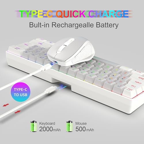 Image of Snpurdiri 2.4G 60% Wireless Gaming Keyboard and Mouse Combo (White-Grey)