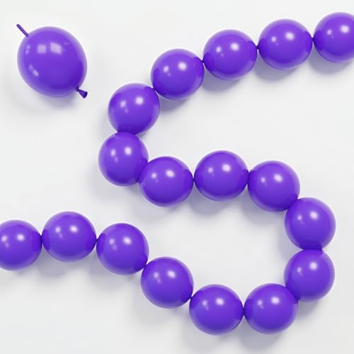 Image of Purple Quick Linking Balloons, 100PCS 6 Inch Purple Link Balloons for Making Balloon Wall Heart Arch, Tails Balloon for Birthday Wedding Baby Shower Carnival Kpop Mermaid Princess Party Decorations