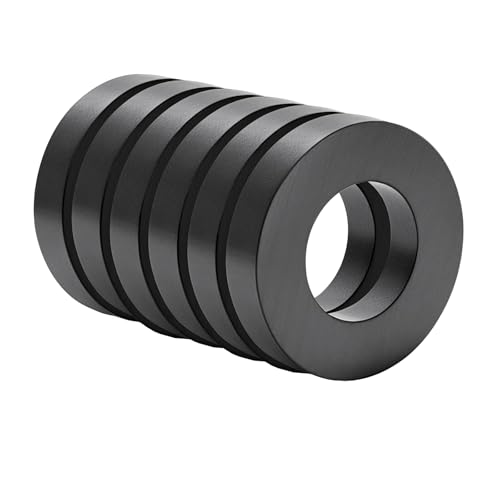 Ferrite Donut Magnets with Hole,OD50 x ID25 x 8mm Ferrite Ring Magnets with Holes,Round Disc Ceramic Ring Magnet for Crafts DIY Science Projects Classroom Laboratory - 6 Pack