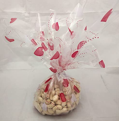 Image of 3A Featuretail 20 Inch x 26 Inch Multipurpose BOPP Transparent Cellophane Sheets For Flowers Bouquet, Gift Wrapping, Dry Fruits Baskets Hampers (50 Sheets, Red Heart Design Print)