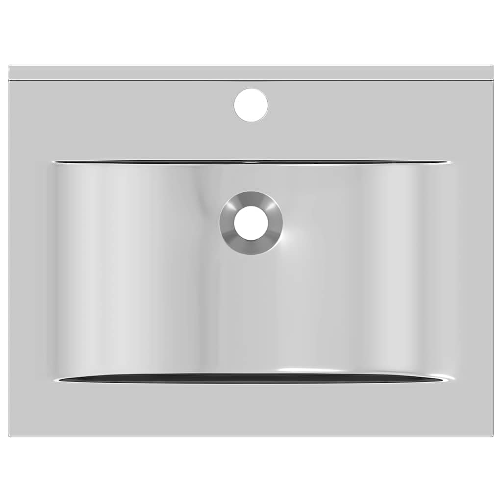Lavabo con rebosadero de 60 x 46 x 16 cm, cerámica plateada, lavabo empotrable y colgante, lavabo de mano para invitados y baño de invitados, lavabo moderno con orificio para grifo