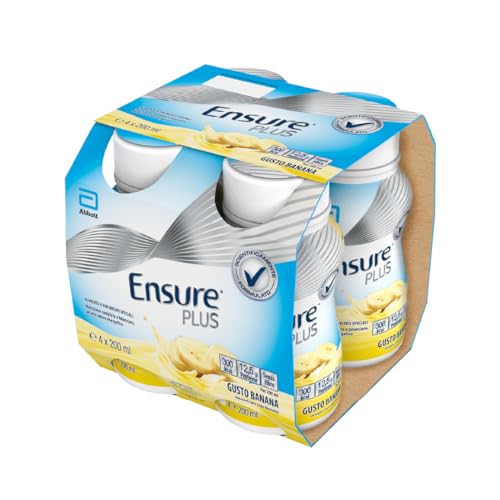 Ensure Plus Supplemento Nutrizionale Ipercalorico con Proteine, privo di Fibre |Formato bevanda| Alimento a fini medici speciali completo e bilanciato | Confezione 4x200ml Gusto Banana-image