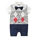 Fairy Baby Newborn Boy's Gentleman Romper Outfit with Bow Tie,0-3M,Short Grid