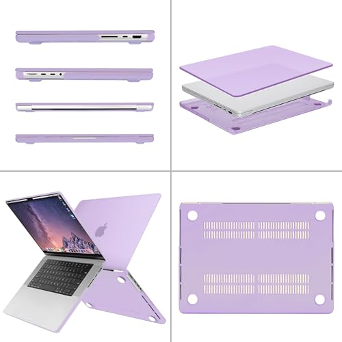 Image of MOSISO Compatible with MacBook Pro 16 inch Case 2025 2024 2023 2022 2021 M4 M3 M2 M1 A3403 A3186 A2991 A2780 A2485 Pro Max, Plastic Hard Shell&Keyboard Cover&Screen Film&Storage Bag, Light Purple