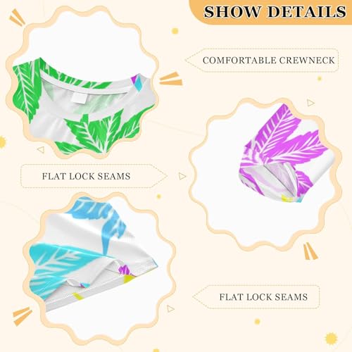 Colorful Leaf White Boy's Rash Guard Swim Shirt Long Sleeve Sun Shirt for Kids Toddler UPF50+3