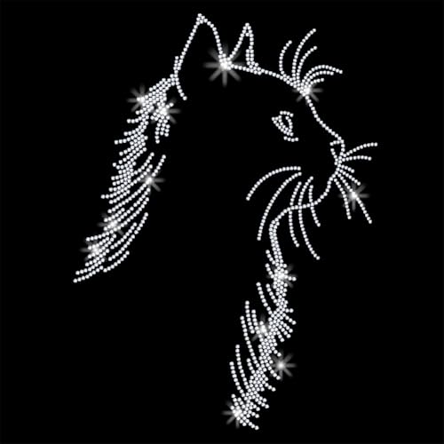 GOMAKERER Cat Silhouette Rhinestone Transfers