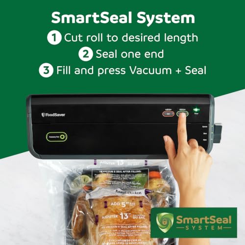 Image of FoodSaver Heavy Duty Vacuum Sealer Rolls, 2 Pack XL 11 inch x 16' Rolls (32 Total Feet), Expands to 14 inch, BPA-Free Bags for Storage, Sous Vide, Meal Prep