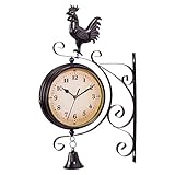 Yunmeryker Orologio Doppia Faccia con Cornice E Vetro Resistente Adatto per Arredamento Moderno O Vintage, Numeri Arabi 2