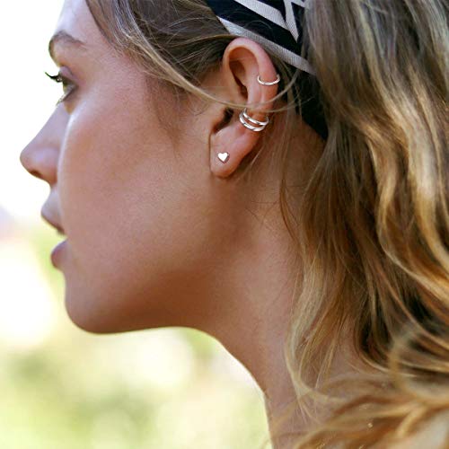 Chicsilver 4 Pcs S925 Sterling Silver Criss Cross Ear Cuff No Pierce Ear Cuff Sets Double Simple Lines Ear Cuff Fake Cartilage Earring Helix Piercing #TOP6