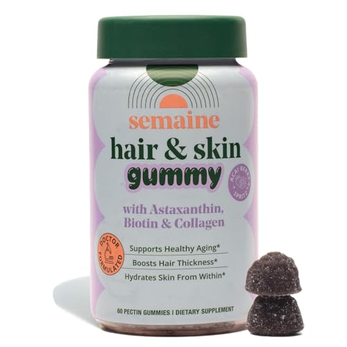 Semaine Hair & Skin Gummy â€” Collagen Gummy with Astaxanthin â€“ Promotes Healthy Aging, Boosts Hair & Nail Strength, Supports Joints & Immune System, Wrinkle Support. (60 Count)