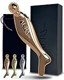 ARAL 4-in-1 Facial Lymphatic Drainage Tool + Eye Roller + Muscle Scraper — Face Sculpting Tool, Lift Face & Chin — Reduce Puffiness — Relieve Muscle Tension, Sciatica Pain — Rose Gold Metal Gua Sha