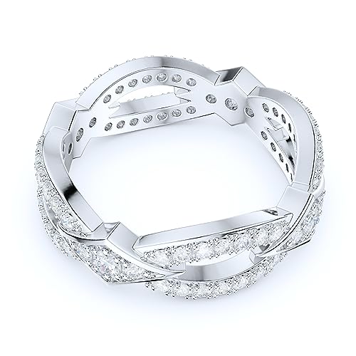 THELANDA Sterling Silver 6mm Vintage Interlaced Infinity Full of Simulated Diamond or Genuine Moissanite Eternity Band Wedding Ring3