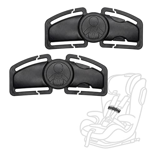 Image of Anti Escape Car Seat Buckle Guard & Chest Harness Clip Lock - Child Safety Buckle Lock for Kids, Toddler, Stroller and Car Seat Belt (Style A, Black 2 Pack)
