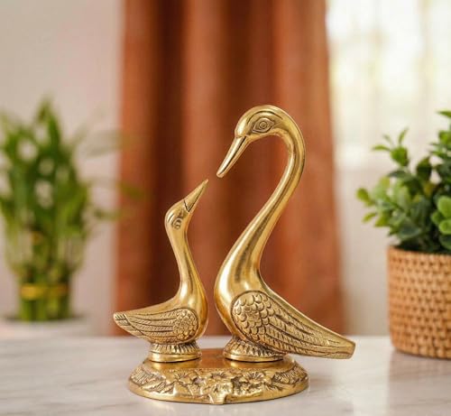 Image of KridayKraft Love Birds Swanset Pair of Kissing Duck Metal Statue,Love for Romantic Gift to Boyfriend,Girlfriend,Decor Your Home,Office,Showcase,Animal Showpiece Figurines.