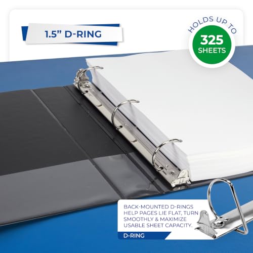 Image of Samsill Durable 1.5 inch 3 Ring Binder, D Ring Binder, 100% Recycled Chipboard, Black, 12 Pack