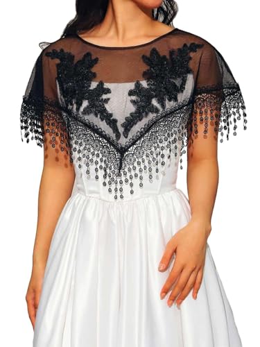 Asooll Wedding Shawl and Wraps Black Lace Shawls for Women