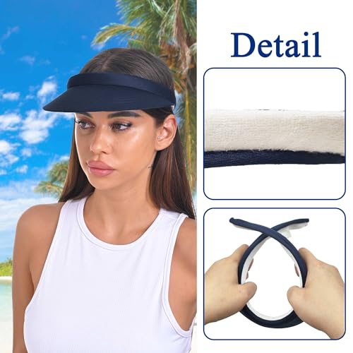 Image of Sun Visor Hats Women Wide Brim Adjustable Clip On Visors Beach Men Hat
