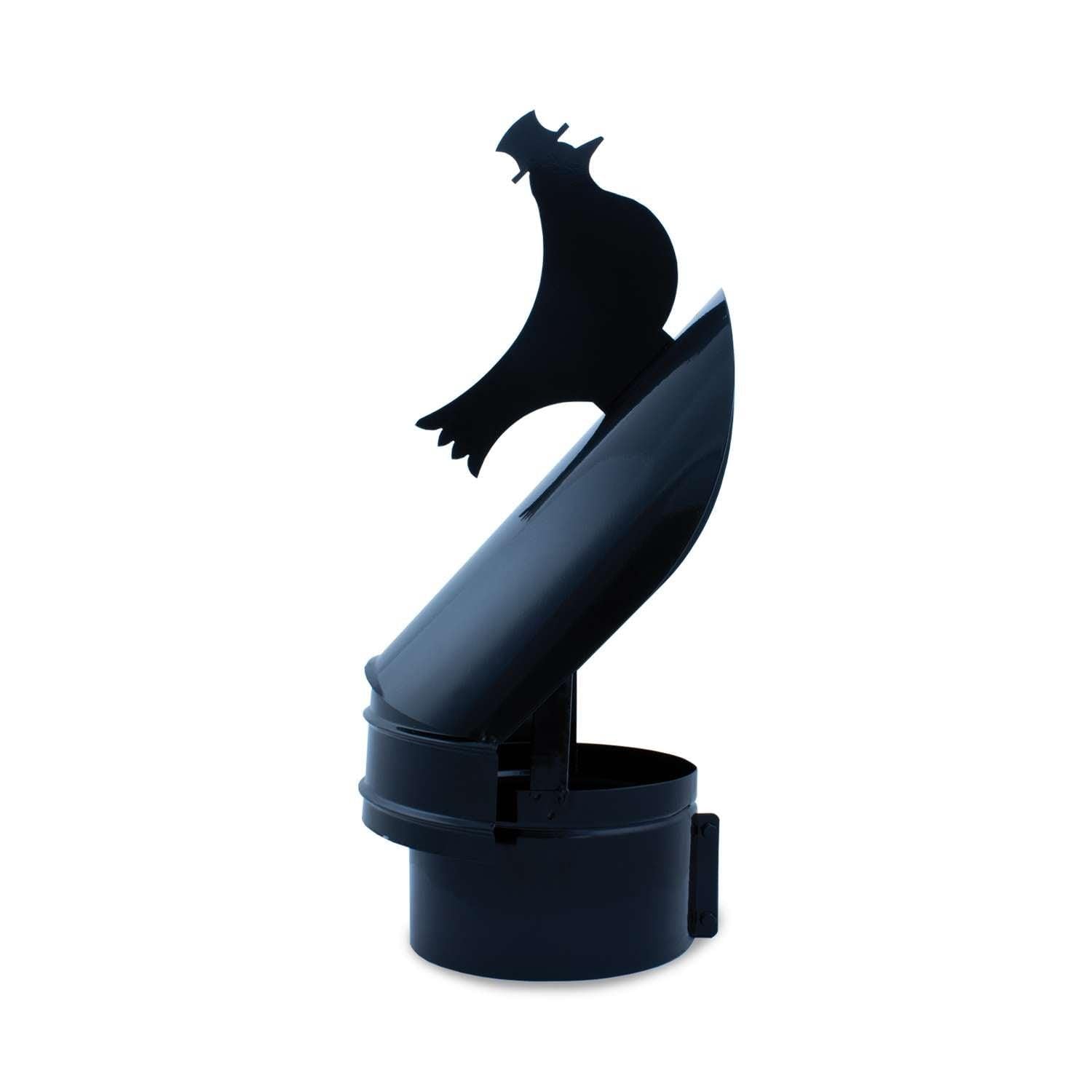Sombrerete Giratorio tipo Veleta para chimeneas en Acero pintado en Negro - Serie lisa - 200 mm