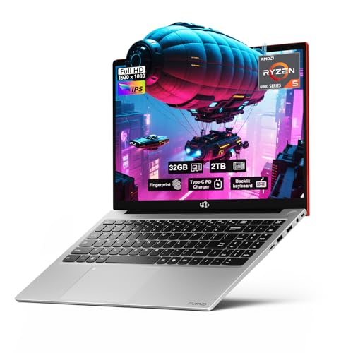 NIMO 15.6'' FHD IPS Business-Laptop-Computer - AMD Ryzen 5 6600H, 32GB DDR5 RAM 2TB SSD(Beat R7...