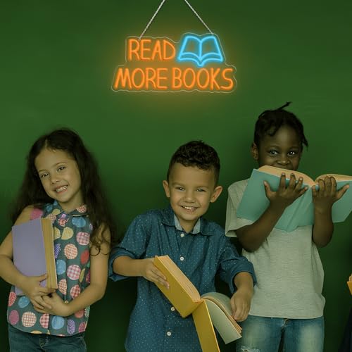 Read More Books Neon Sign, Dimmable LED Wall Decor, USB Powered Acrylic Bookish Light for Bedroom, Library, Reading Nook, Classroom & Book Lover Gift Decoration 16.54 x 7.87 inch — view 6