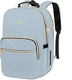 MATEIN 15.6 Laptop Backpack, Quilted Cute Slim Backpacks for Women with Luggage Strap & Leather Handle, Lightweight Fashion Travel Computer Bag Padded Sturdy Casual Daypack for Office, Business, Blue