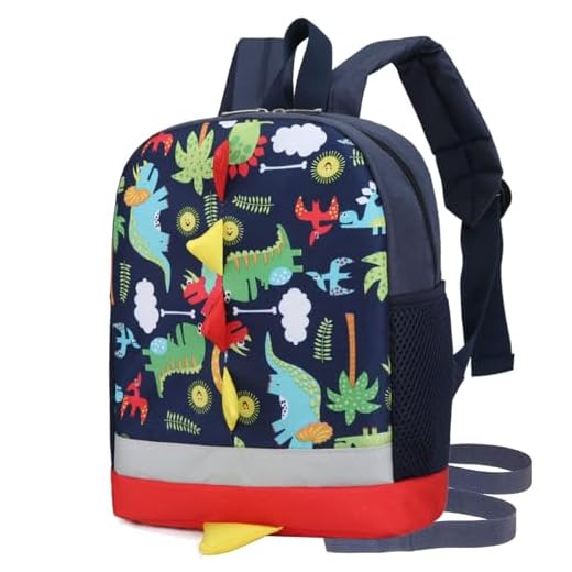 Kids Toddler Backpack Boys with Strap Dinosaur Blue Kindergarten Leash Bookbag (dark blue)