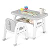 Honey joy kids table and chair set dinosaur shape children activity table and 1 chair for art craft building blocks 2 piece toddler furniture set for daycare playroom gift for boys girls gray  urban country home decor