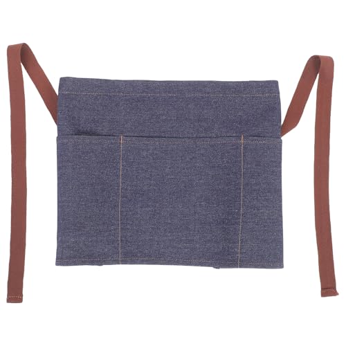 Tablier en denim de coton bleu fonctionnel style mode avec 3 compartiments pratiques