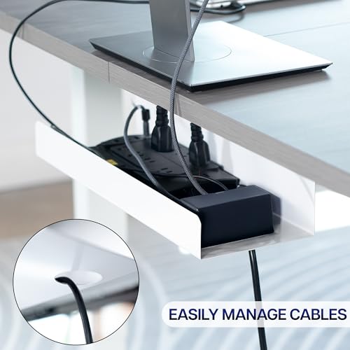 Image of VIVO Under Desk 17 inch Extra Deep Cable Management Tray, Power Strip Holder, Cord Organizer, Wire Tamer for Office and Home, White, DESK-AC16-1CW