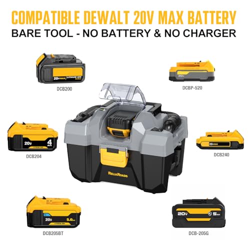 Image of 20V Cordless Vacuum Cleaner-Wet /Dry Shop Vac,2.6 Gallon Capacity,Compatible with DeWALT Batteries (Bare Tool - No Battery & No Charger),Ideal for Cleaning Car,Home Spaces,and Workshops RCSV-20