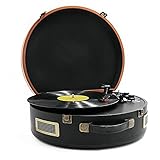 Tocadiscos Bluetooth USB con parlantes estéreo, Tocadiscos de maletín de 3 velocidades con reproducción y codificación USB, Entrada Auxiliar y Salida y Conector para Auriculares (n
