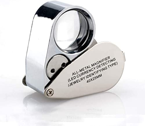 ZJFHEYUO Lupa de Aumento para identificación de Joyas, Lupa de Mano de 40 aumentos con microscopio óptico, lupas para Lectura matrimonial.
