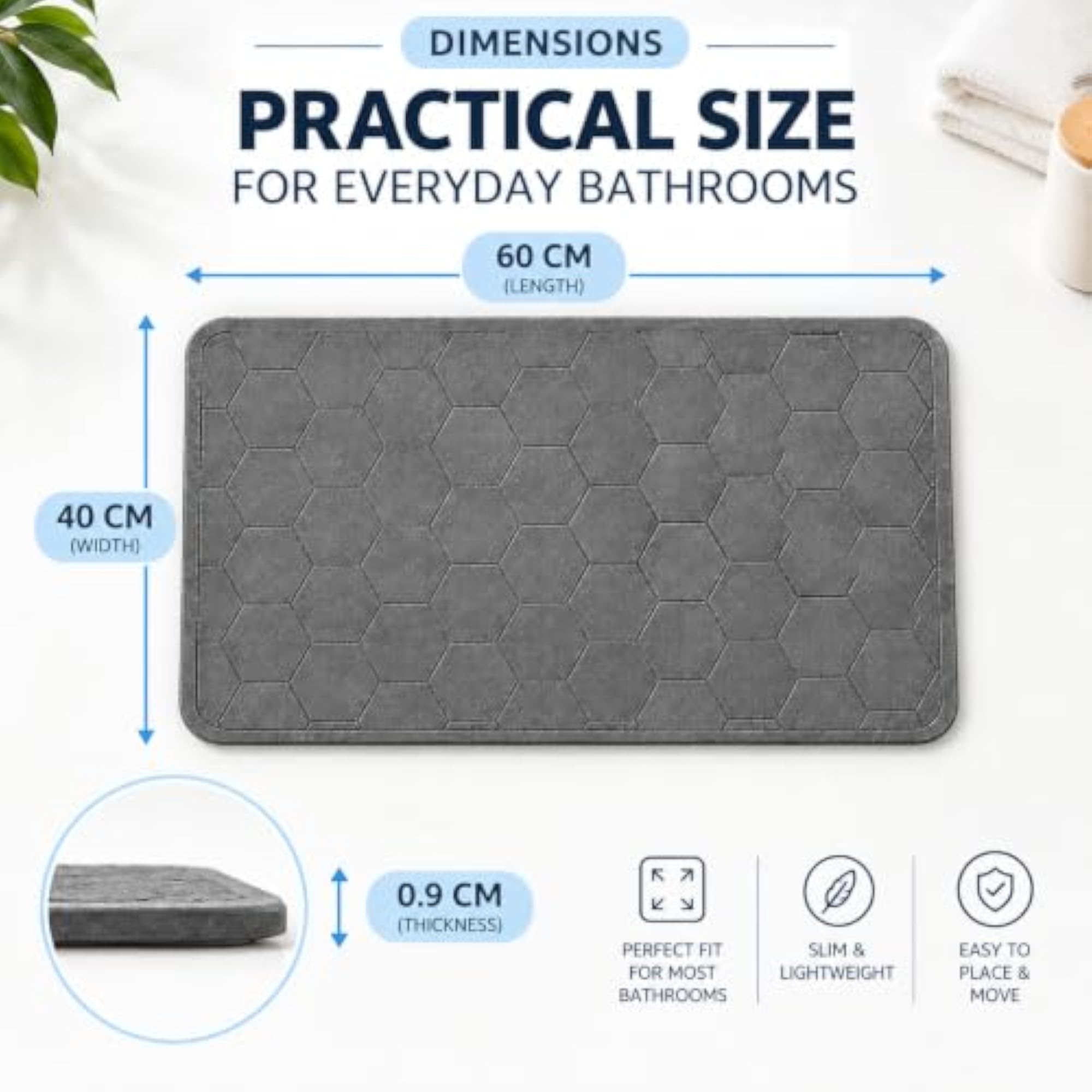 Diatomite Stone Bath Mat, Quick Drying